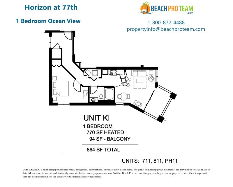 	Horizon at 77th Floor Plan K - 1 Bedroom Ocean View